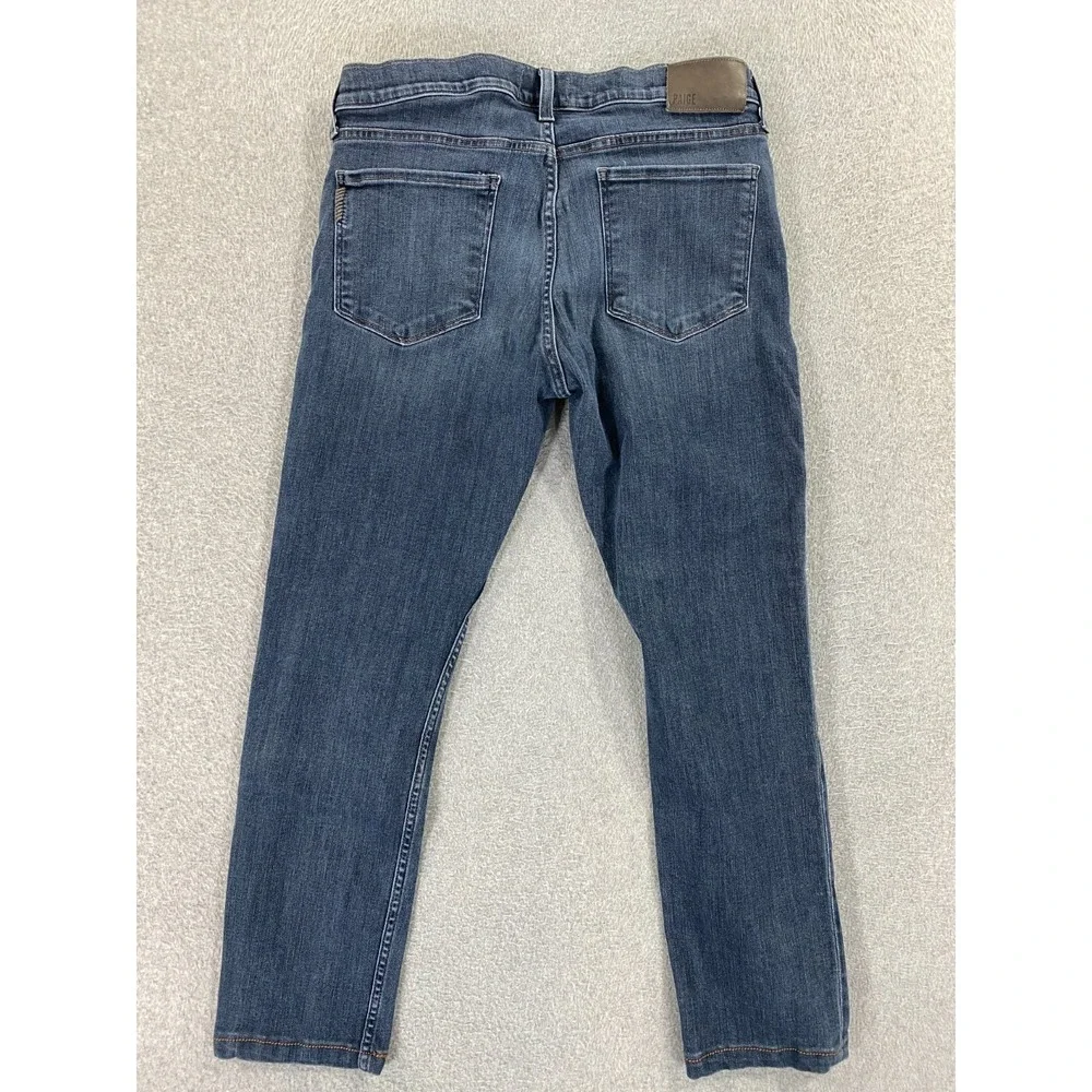 Paige Federal Jeans Mens 32x27 Blue Slim Straight Leg Denim Whiskered Stretch‎